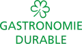 Trèfle vert avec l'inscription "Gastronomie Durable" en dessous